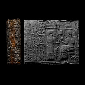 Large Middle Elamite Glass Cylinder Seal Asking for Divine Approval