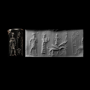 Old Babylonian Haematite Cylinder Seal with Inscription