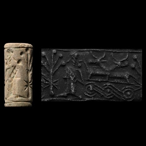 Mitanni Faience Cylinder Seal with Storm God