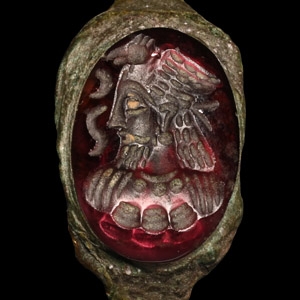 Sasanian Bronze Ring with Gemstone