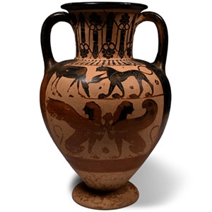 Corinthian Terracotta Amphora Attributed to the Phineus Painter