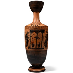 Terracotta Painted Lekythos by the Gela Painter