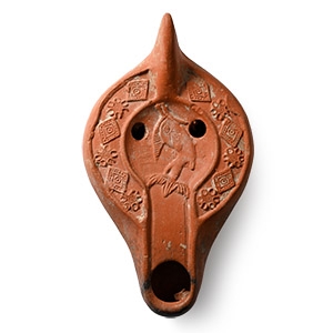 Byzantine Terracotta Oil Lamp with Dolphin