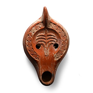 Byzantine Terracotta Oil Lamp with Tree of Life