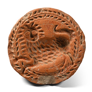 Late Roman Terracotta Bread Stamp with Lion