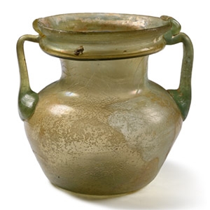 Roman Twin-Handled Pale Green Glass Jar