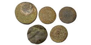 Group of Five [5] PAS Recorded Bronze Jettons.