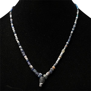 Roman Light Blue Glass and Stone Bead Necklace String