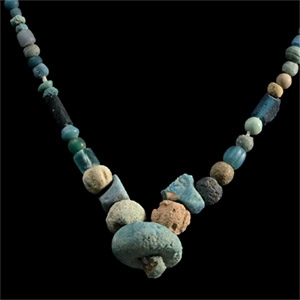 Achaemenid Light Blue Glass and Faience Bead Necklace String
