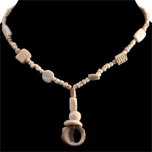 Western Asiatic White Stone and Shell Bead Necklace String