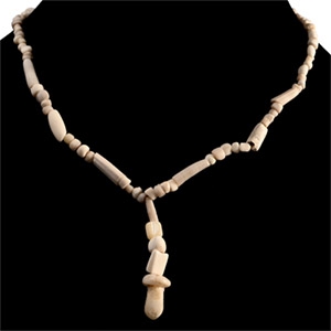 Western Asiatic White Stone and Shell Bead Necklace String