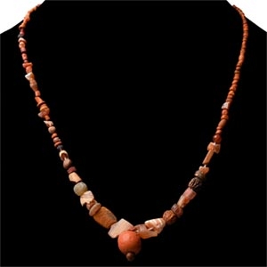 Western Asiatic Orange Glass and Other Bead Necklace String
