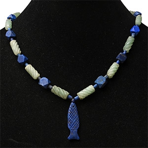 Bactrian Style Lapis Lazuli and Green Stone Bead Necklace String