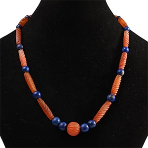 Bactrian Style Lapis Lazuli and Carnelian Bead Necklace String