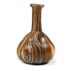Roman Mould-Blown Marbled Glass Flask