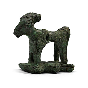 Western Asiatic Bronze Figure of a Goat with Stamp Seal Base