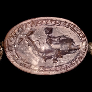 Etruscan Silver Ring with Amethyst Scarab Seal