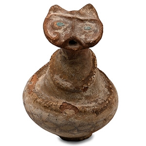 Western Asiatic Terracotta Vessel with Lion-Head with Glass Eyes