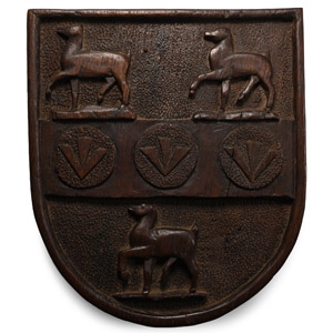 Post Medieval Parker Family Oak Heraldic Shield