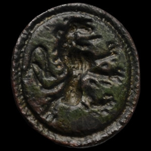 Georgian Bronze Seal Matrix with Rampant Lion