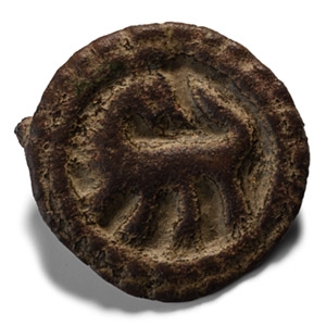 Anglo-Scandinavian Viking Bronze Plate Brooch with Beast Facing Back
