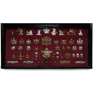 Wall Cabinet Containing an Assembly of Livery and Military Badges