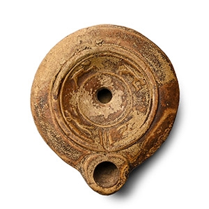 Roman Terracotta Oil Lamp with Running Dogs