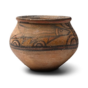 Indus Valley Polychrome Terracotta Cup with Fishes