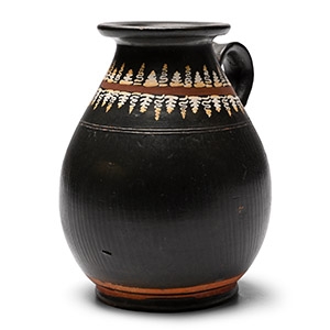 Greek Gnathian Black-Glazed Jug with Grape Vines