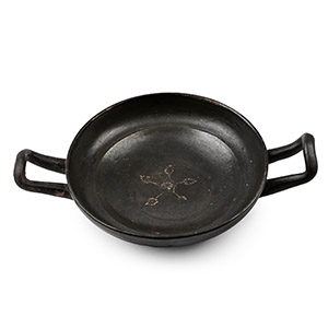 Greek Black-Glazed Kylix with Floral Design