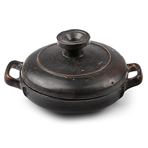 Greek Attic Black-Glazed Lidded Lekanis