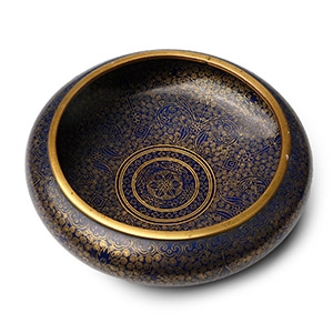 Chinese Cloisonne Cobalt Blue Gilt Bronze Bowl