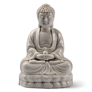 White Glazed Meditating Buddha