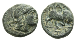 Seleukid Empire, Uncertain Ruler in the name of Antiochos I Soter(?) AE 12mm.