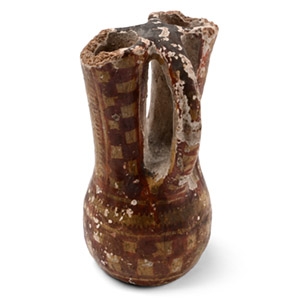 North African Painted Double Spouted Juglet