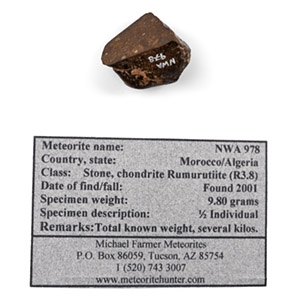 NWA 978 Rumuruti R3.8 Cut and Polished Chondrite Meteorite