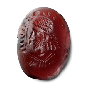 Sasanian Garnet Gemstone with Bust and Inscription