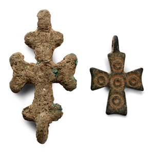Post Byzantine Bronze Cross Pendant Group
