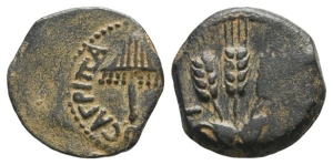 Judaea. Herodians, Agrippa I AE Prutah.