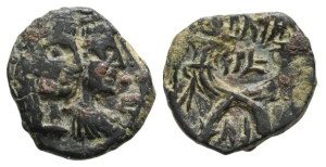 Nabataea, Aretas IV, with Shaqilat AE 18mm.