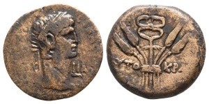 Claudius AE Diobol of Alexandria, Egypt.
