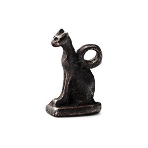 Egyptian Silver Bastet as Seated Cat Amulet