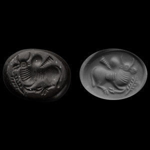 Sasanian Black Onyx Stamp Seal with Reclining Zebu