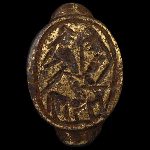 Parthian Bronze Ring with Courtship Scene