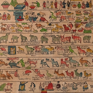 Vintage Tibetan Buddhist Hand-Painted Thangka