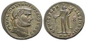 Constantius I, as Caesar, BI Nummus.