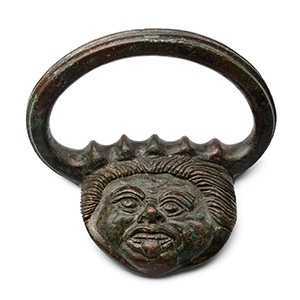 Greek Bronze Vessel Handle with Medusa