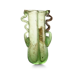Roman Green Glass Handled Double Unguentarium