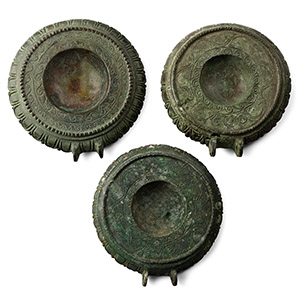 Roman Decorated Bronze Vessel Lid Group