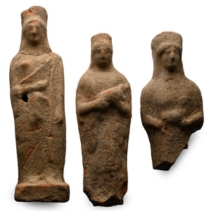 Greek Standing Terracotta Goddess Group